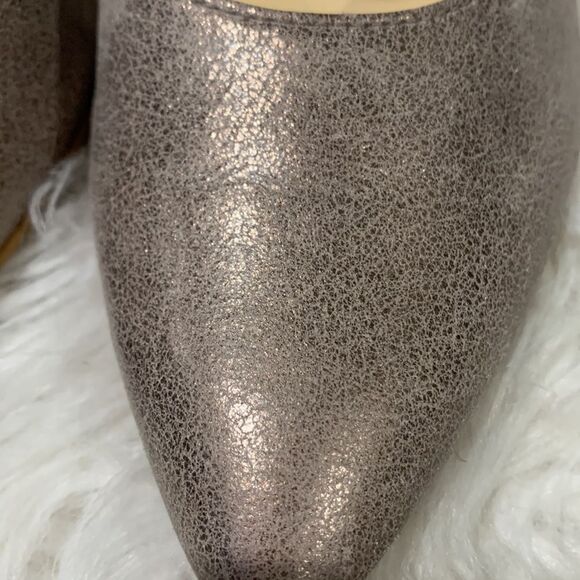 PAUL Green metallic champagne leather strap heels shoes hook & loop closure - Picture 8 of 15